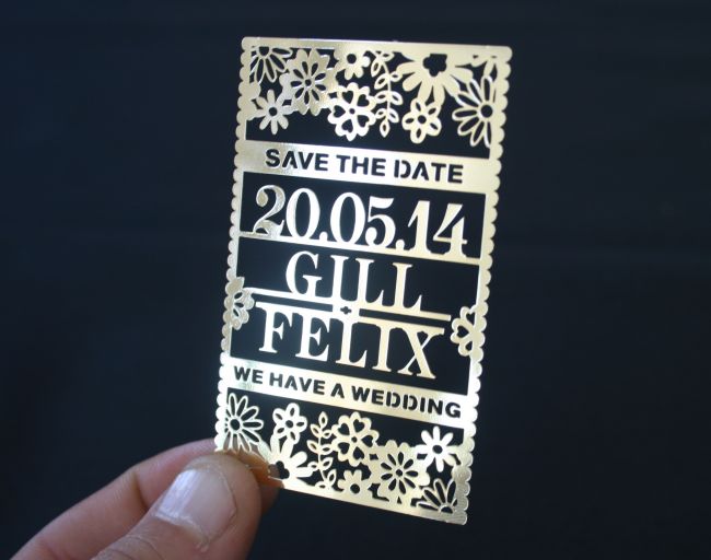 Invitation de mariage haut de gamme en métal Or